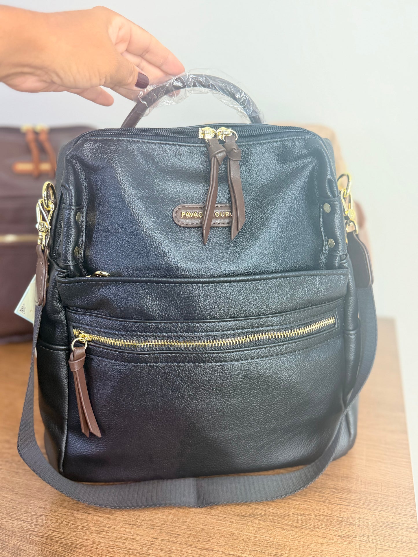 Bolsa mochila pavão de ouro