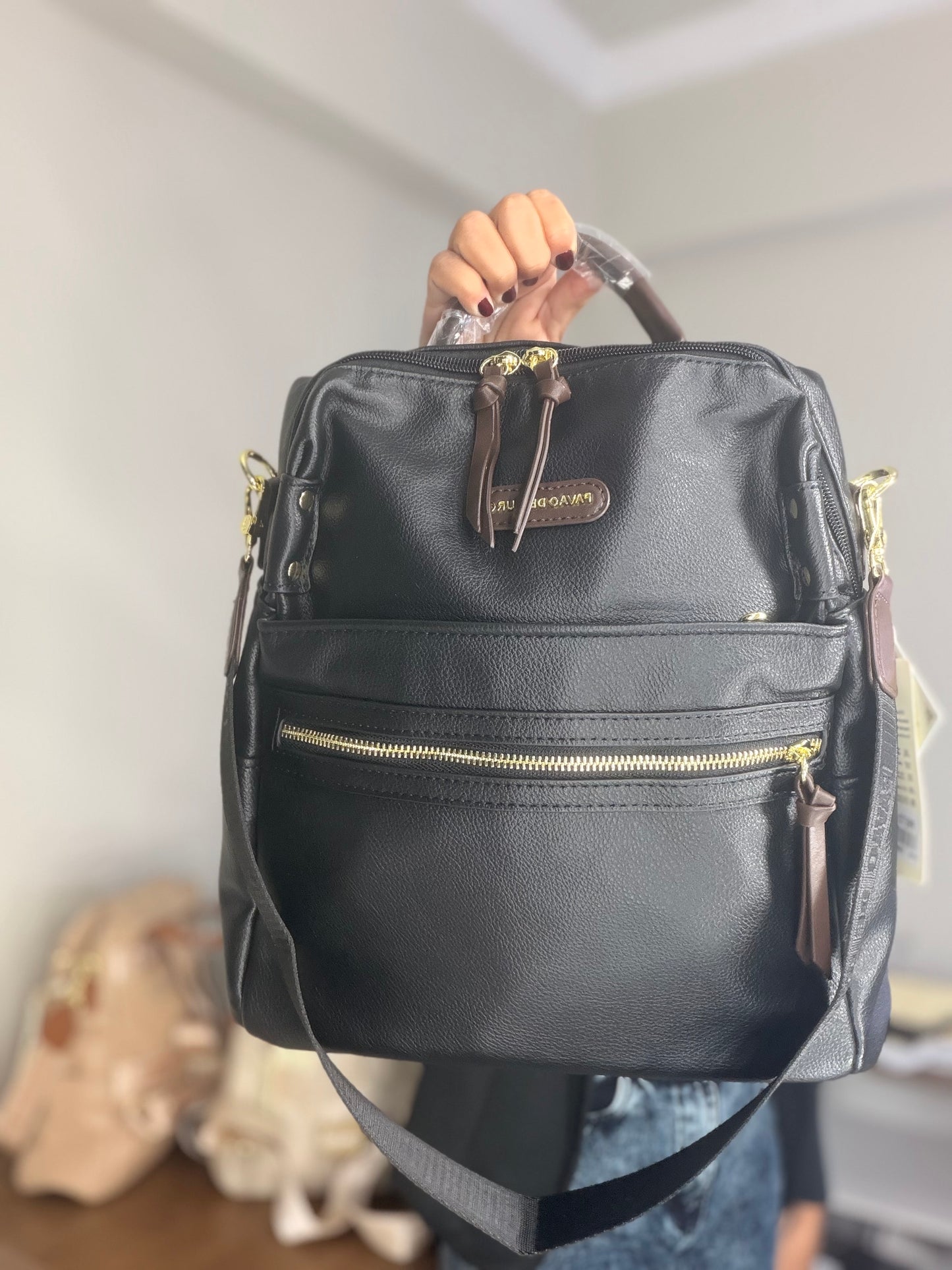 Bolsa mochila pavão de ouro