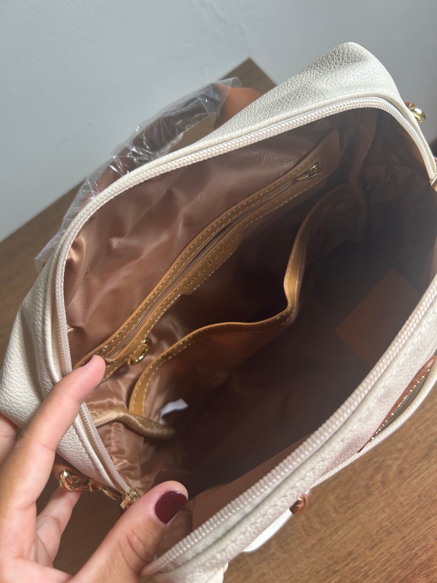 Bolsa mochila pavão de ouro